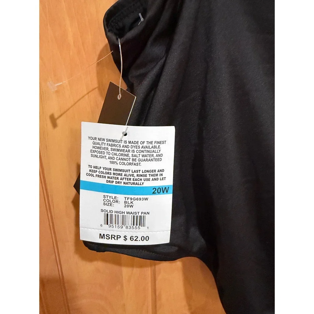 NWT 24th & Ocean Black High Waist Tummy Control Bikini Bottoms 22W or 20W